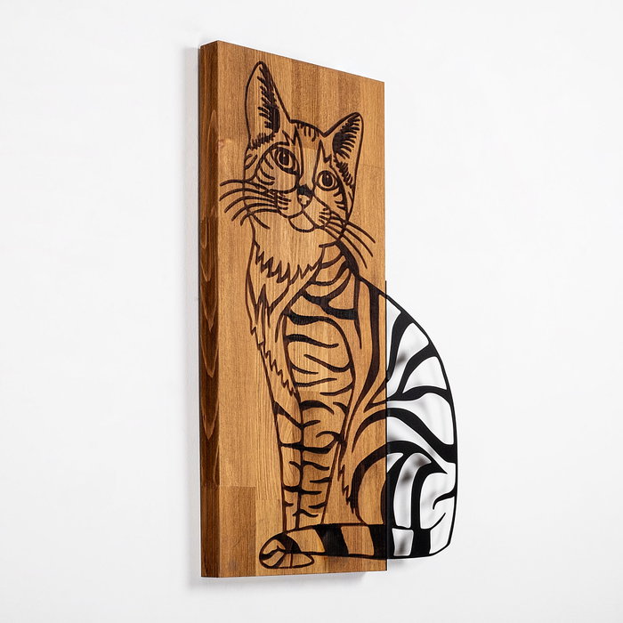 Wallity Cat 10 Accesorio decorativo de pared de madera y metal